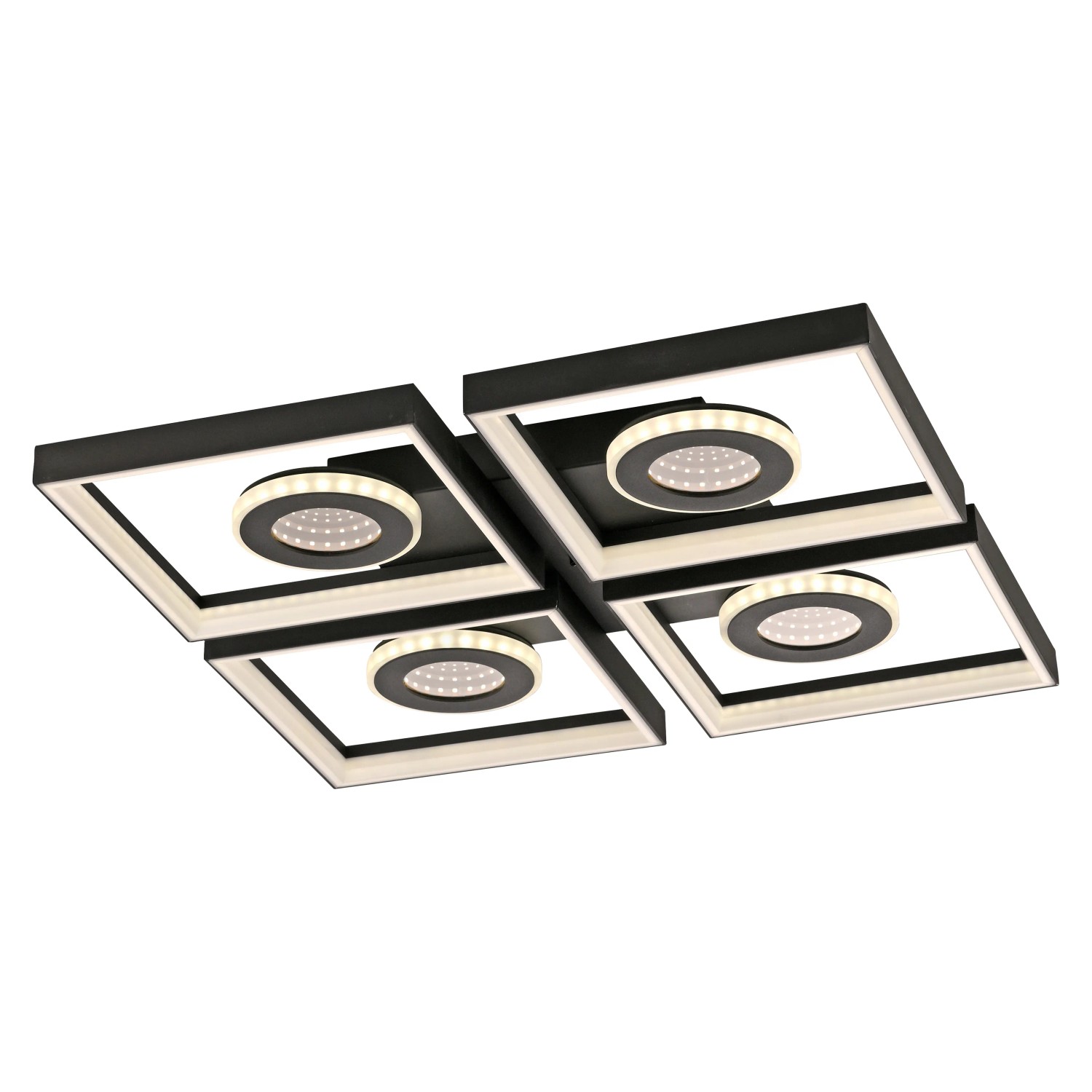 E-shop Paul Neuhaus Stropné LED svietidlo Traforo, 35W, 2700-5000K, čierna, 53 x 53 cm