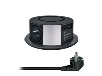 Solight Výsuvný blok 3 zásuvky + USB A + C 20W PD, Wireless 10W, 2 m, čierna