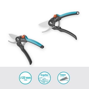 Gardena PremiumCut bypass nožnice na čerstvé drevo, s mäkkým úchopom, priemer rezu 22 mm.