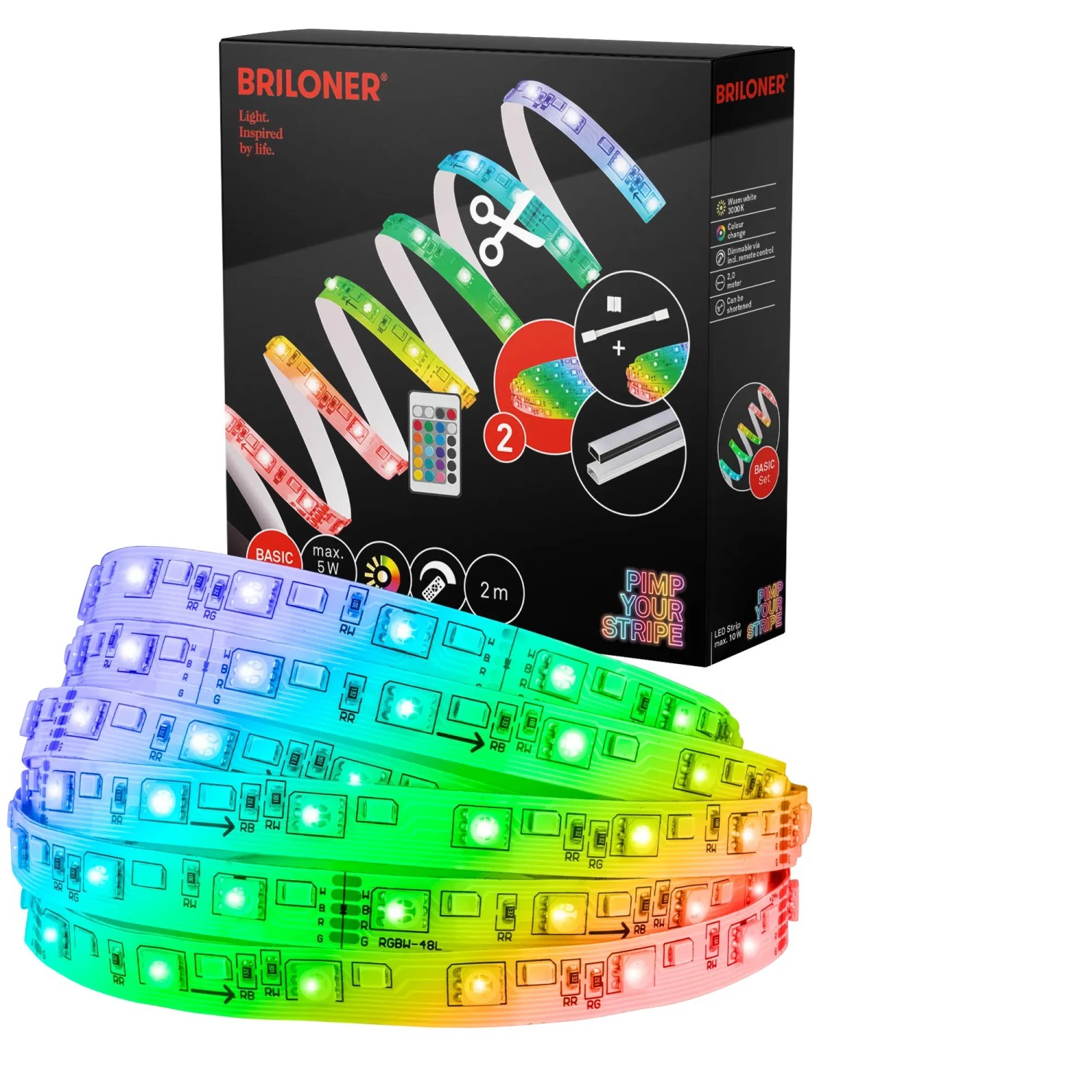 E-shop Briloner LED pásik samolepiaci RGBW, základná súprava, 2 m
