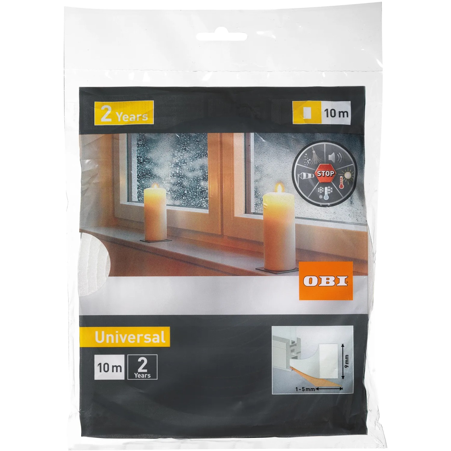 E-shop OBI Penové tesnenie okien a dverí, biela, 10 m x 9 mm x 6 mm