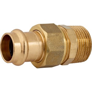 Lisovacia tvarovka z červeného bronzu Ø 22 mm a 33,3 mm (R 1) s vonkajším závitom pre medené rúrky.
