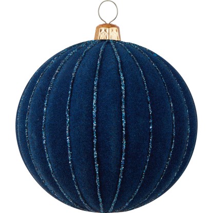 Vianočné gule tmavo modrá, pruhy