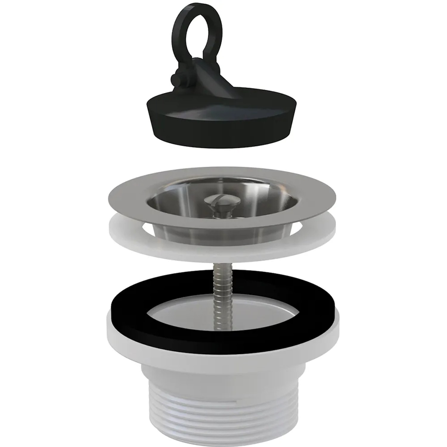 E-shop Alca Výpusť drezová A33, nerez mriežka pr. 70 mm, gumová zátka, 6/4"