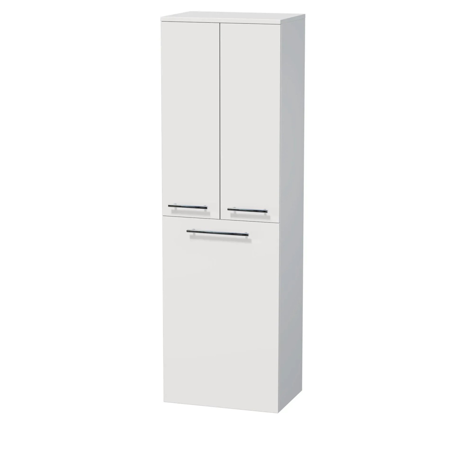 E-shop INTEDOOR Vysoká skriňa BEE, úchyt chróm, 2 dvere, kôš, š. 50 cm, biela lesk