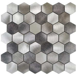 Mozaiková dlaždica hliník Silver Hexagon, 30x30 cm, pre interiéry.