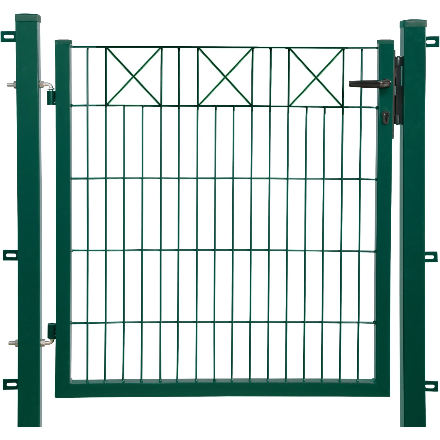 E-shop Dekoračná jednokrídlová bránka, rad polí X, zelená 100 x 100 cm