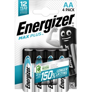 Energizer Max Plus AA batérie, balenie 4 ks. Výkonné alkalické batérie pre zariadenia.
