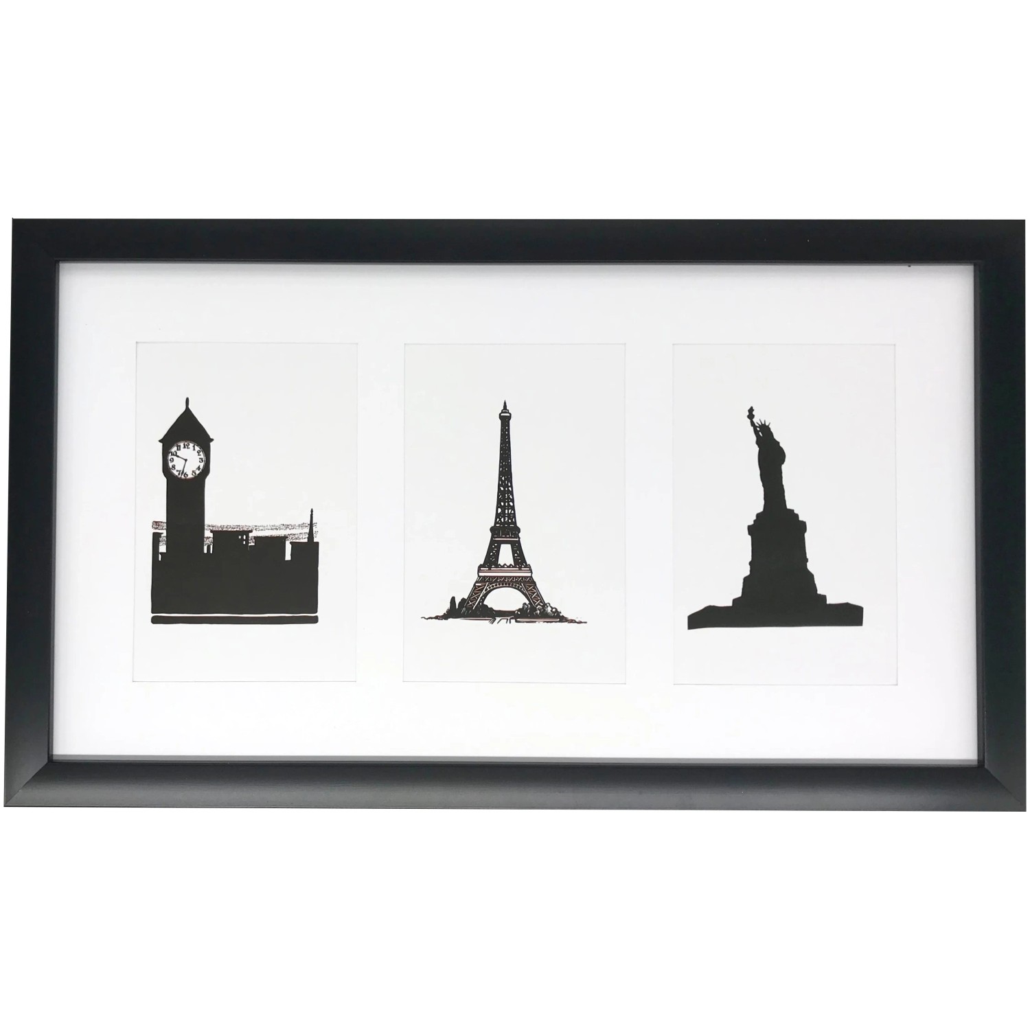 E-shop Bondecor Fotorám pre 3 fotky, čierny 20 x 52 cm