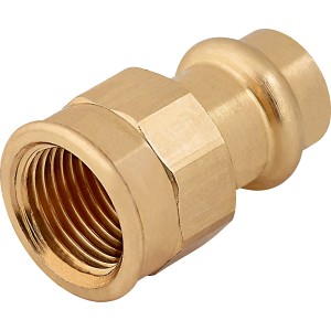Prechodová tvarovka z červeného bronzu, 15 mm x 18,6 mm (Rp 1/2), pre lisovacie tvarovky.