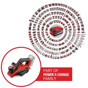 Akumulátorový hoblík Einhell Power X-Change TE-PL 18/82 Li Solo, červeno-čierny.