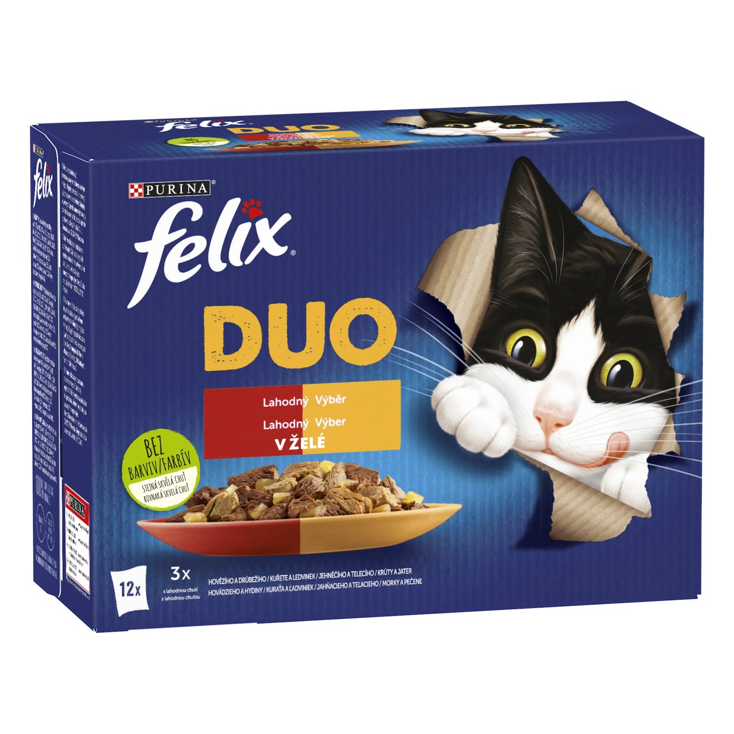 E-shop Purina Kapsičky pre mačky Felix DUO hovädzie, hydinové, pečeň, jahňacie 12 x 85