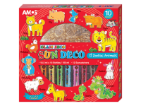 Amos Farby na sklo súprava 10 farieb, 10,5 ml + 12 sklíčok, Zvieratá