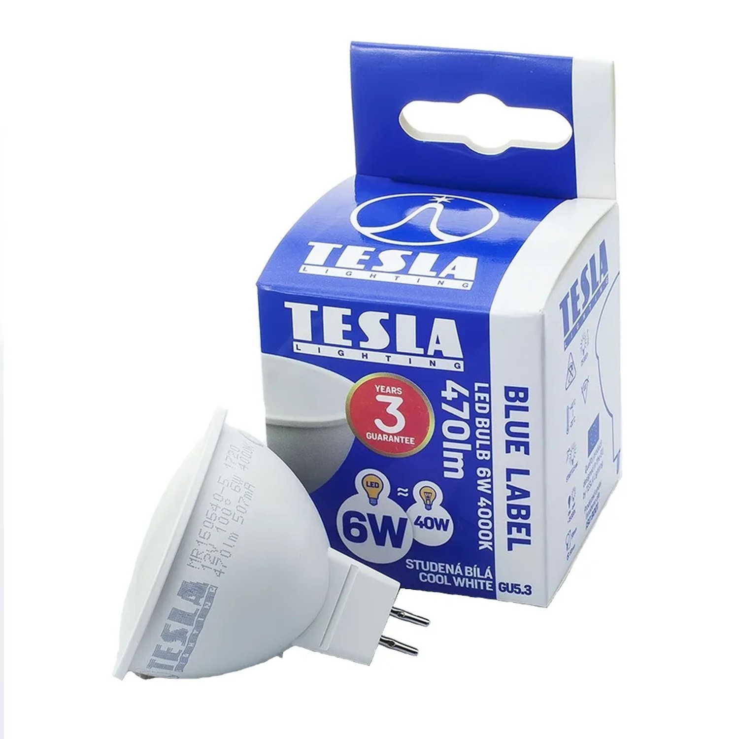 E-shop TESLA LED žiarovka MR16, GU5.3, 6 W, 470 lm, 4000 K