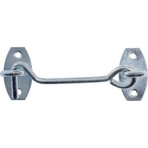 Pozinkovaný búrkový hák s platňou, 5,2 mm x 100 mm, na upevnenie dverí a okeníc.