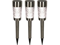 Solárne svietidlo s bodcom, IP44, nerezová oceľ, 3 ks