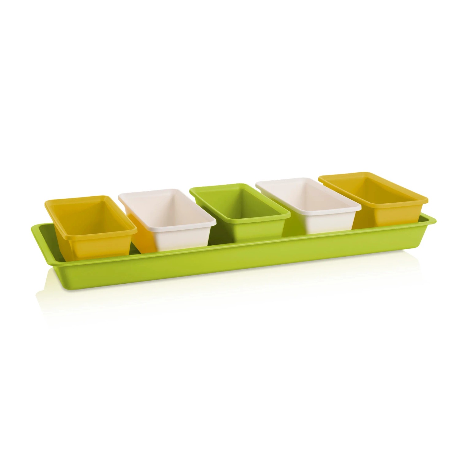 E-shop Plastkon Komplet misky a 5 kvetináčov Minigarden, botanický mix, 60 cm