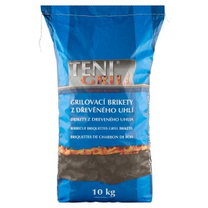 Vrece grilovacích brikiet z dreveného uhlia, 10 kg, modré
