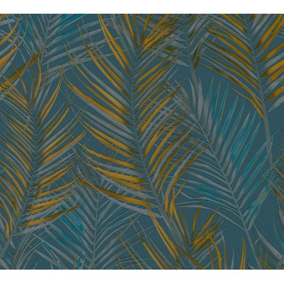 A. S. Creation Vliesová tapeta Attractive Palmové listy petrolejovo-zlatá