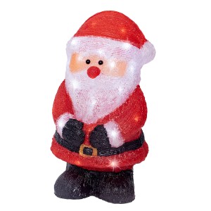 Svietiaci Santa: Vianočná figúrka Lumineo so 40 studenými bielymi LED, červená, výška 38 cm pre vonkajšie použitie.