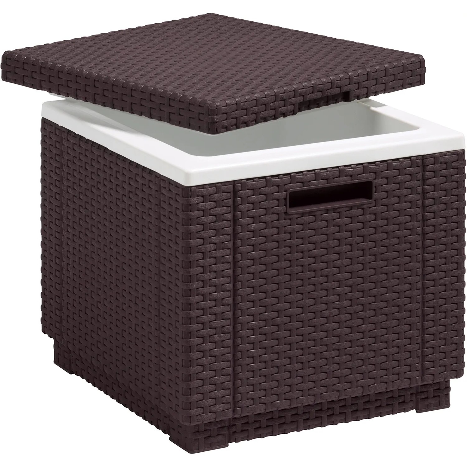E-shop Keter Taburet s chladiacim boxom Ice Cube Box, teplá hnedá, 42 x 42 x 41 cm