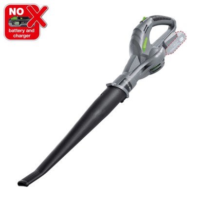 Akumulátorový fúkač lístia LUX-TOOLS A-LB-20/210 A (bez batérie). Fúkač lístia v sivej a čiernej farbe.