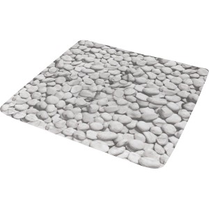 Sivá protišmyková podložka do sprchy Kleine Wolke Stepstone, 55x55 cm, s kamenným vzorom pre bezpečné držanie v sprche.