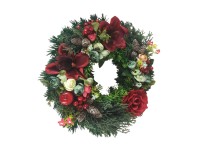 M.A.T. Jesenný dušičkový veniec z umelých kvetín červený pr. 35 cm M.A.T. Jesenný dušičkový veniec z umelých kvetín červený pr. 35 cm