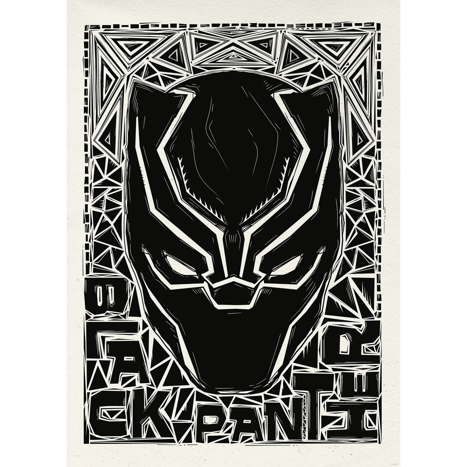 E-shop Komár Plagát Marvel Panther Lino-Cut Helmet 50 x 70 cm