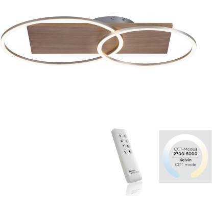 Paul Neuhaus Stropné LED svietidlo Palma, 26W, 3120lm, dekor dreva, 70 x 56 cm