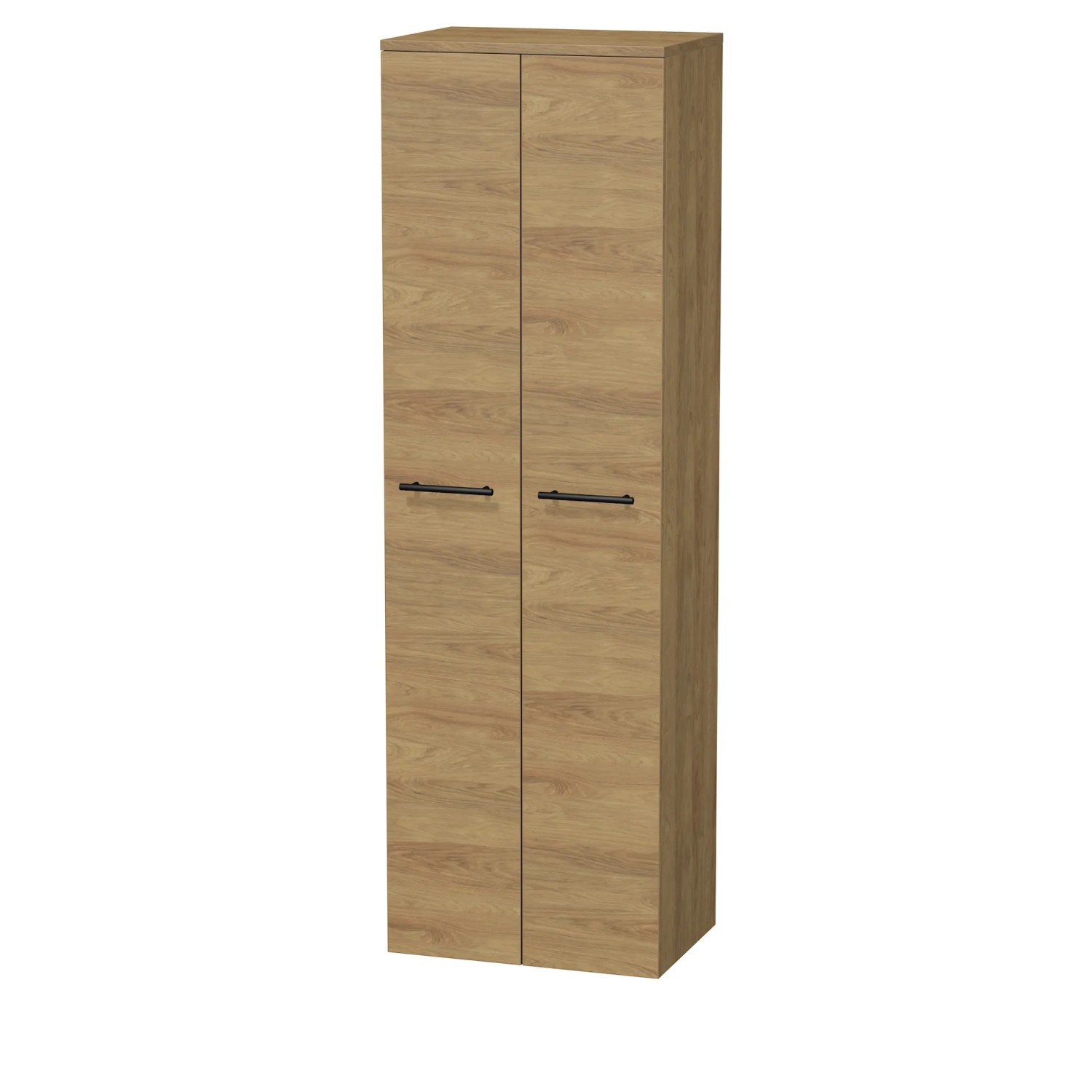 E-shop INTEDOOR Vysoká skriňa BEE, úchyt čierny, 2 dvere, š. 50 cm, dub Hickory