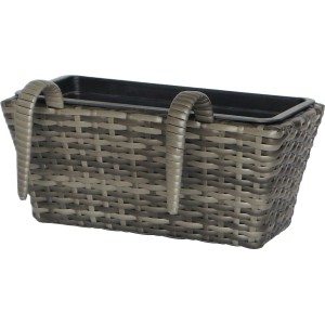 Antracitovo-sivý polyratanový kvetináč 40x28x22 cm s vyberateľnou plastovou vložkou.