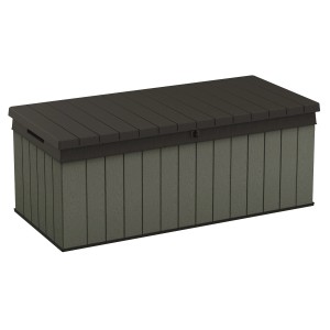 Obdĺžnikový, sivý univerzálny box s tmavým vekom.