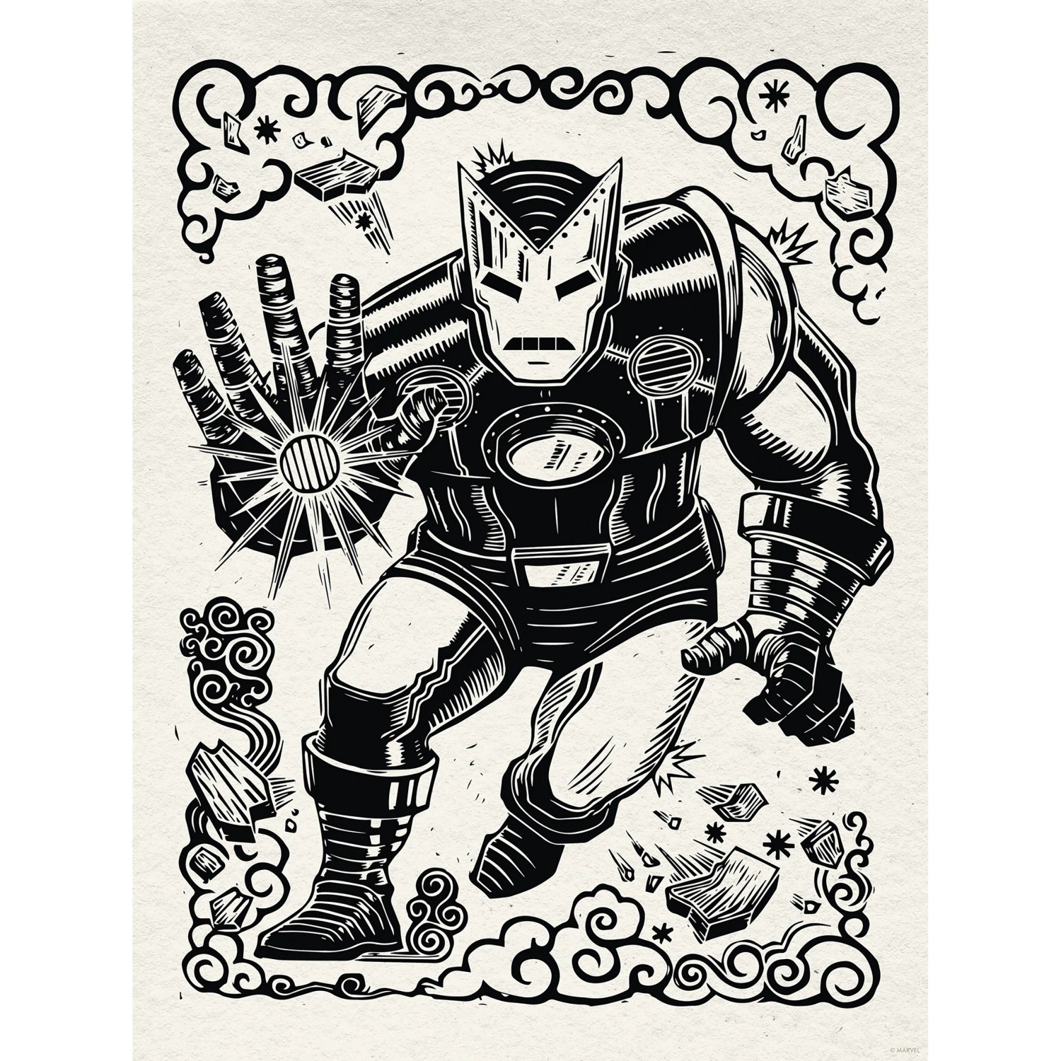E-shop Komár Plagát Marvel Iron Man Lino-Cut 30 x 40 cm