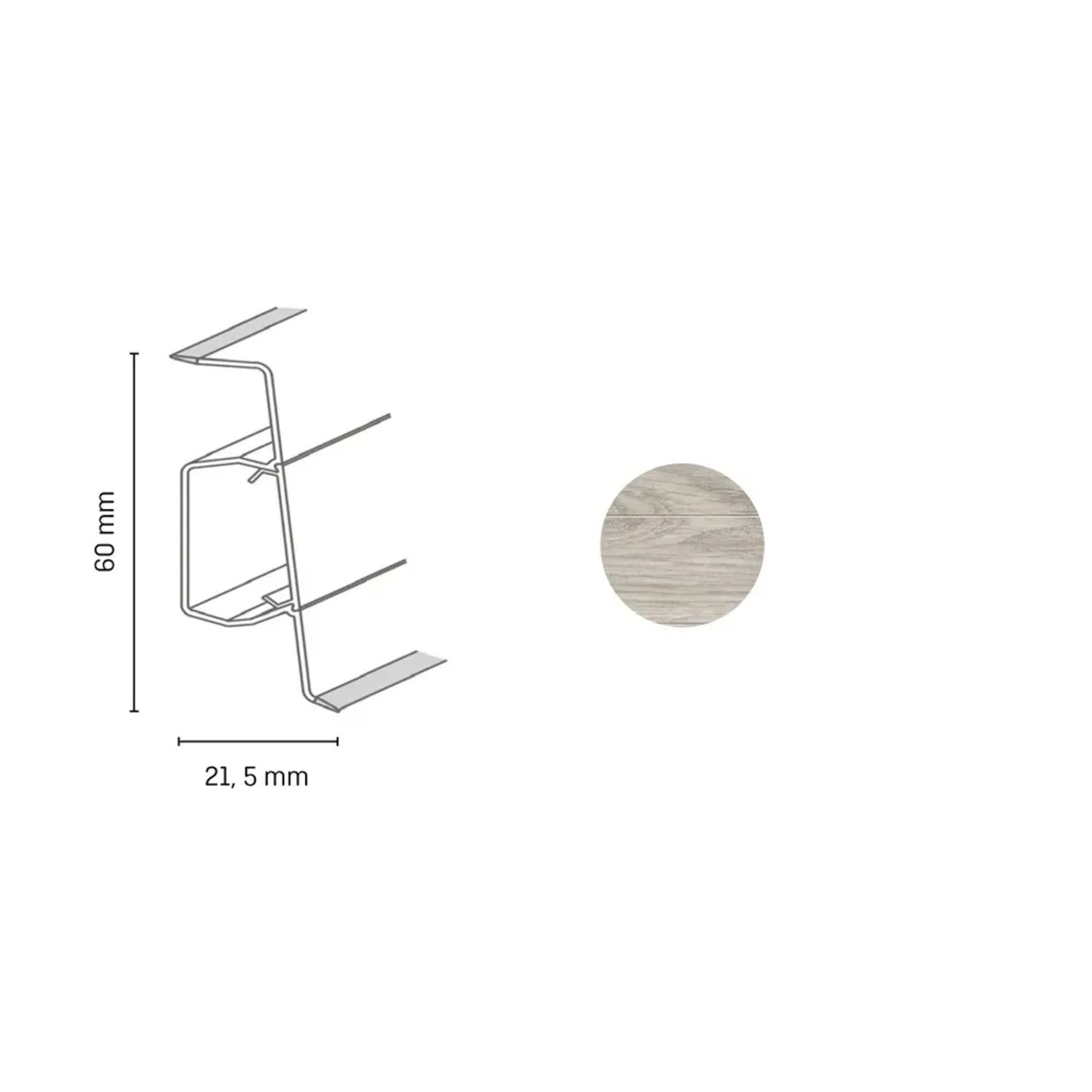 E-shop Döllken Profiles Lišta Q SLK 60 3048 dub strieborný 60 x 21,5 x 2500 mm