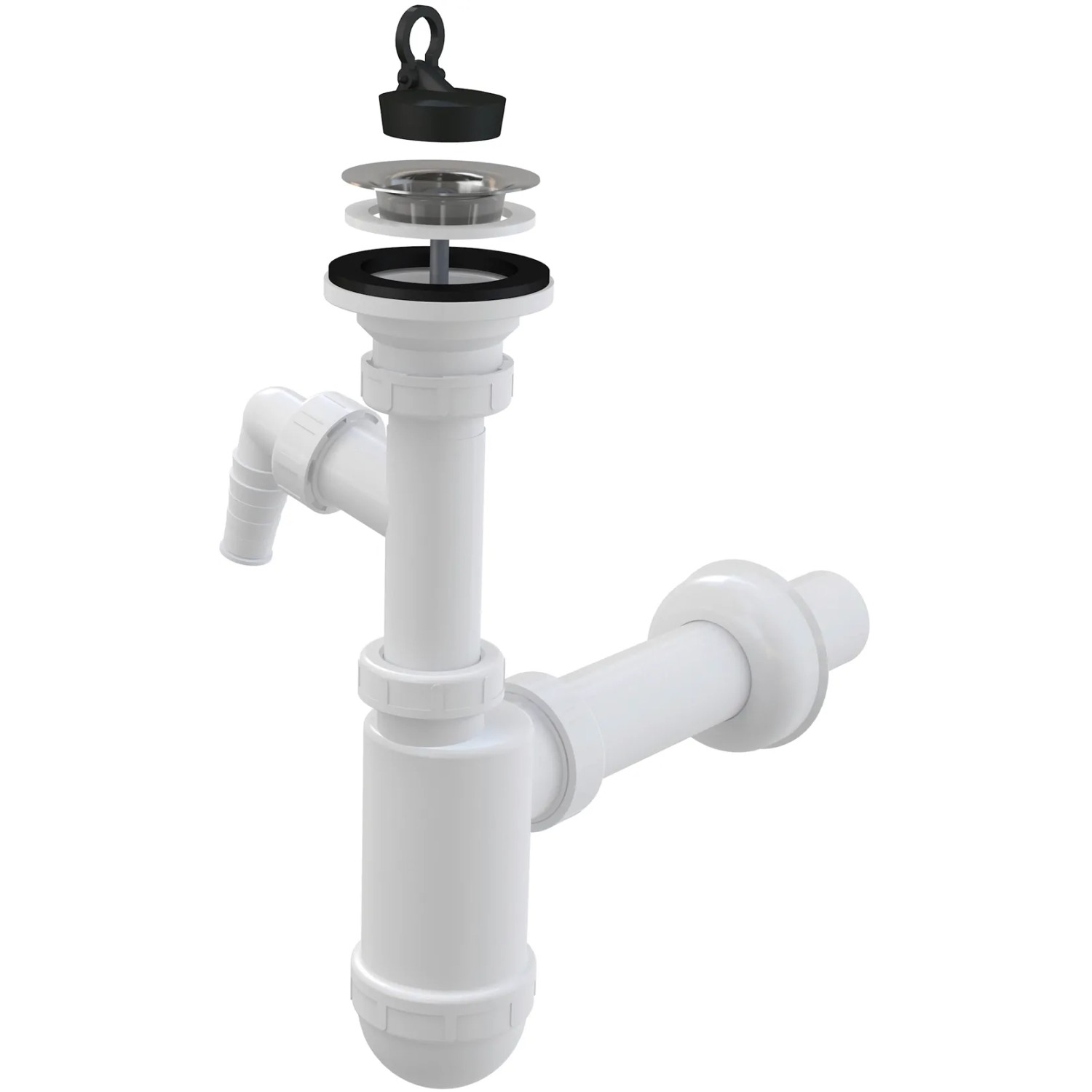 E-shop Alca Sifón umývadlový A41P s prípojkou a nerez mriežkou pr. 62 mm, DN 40