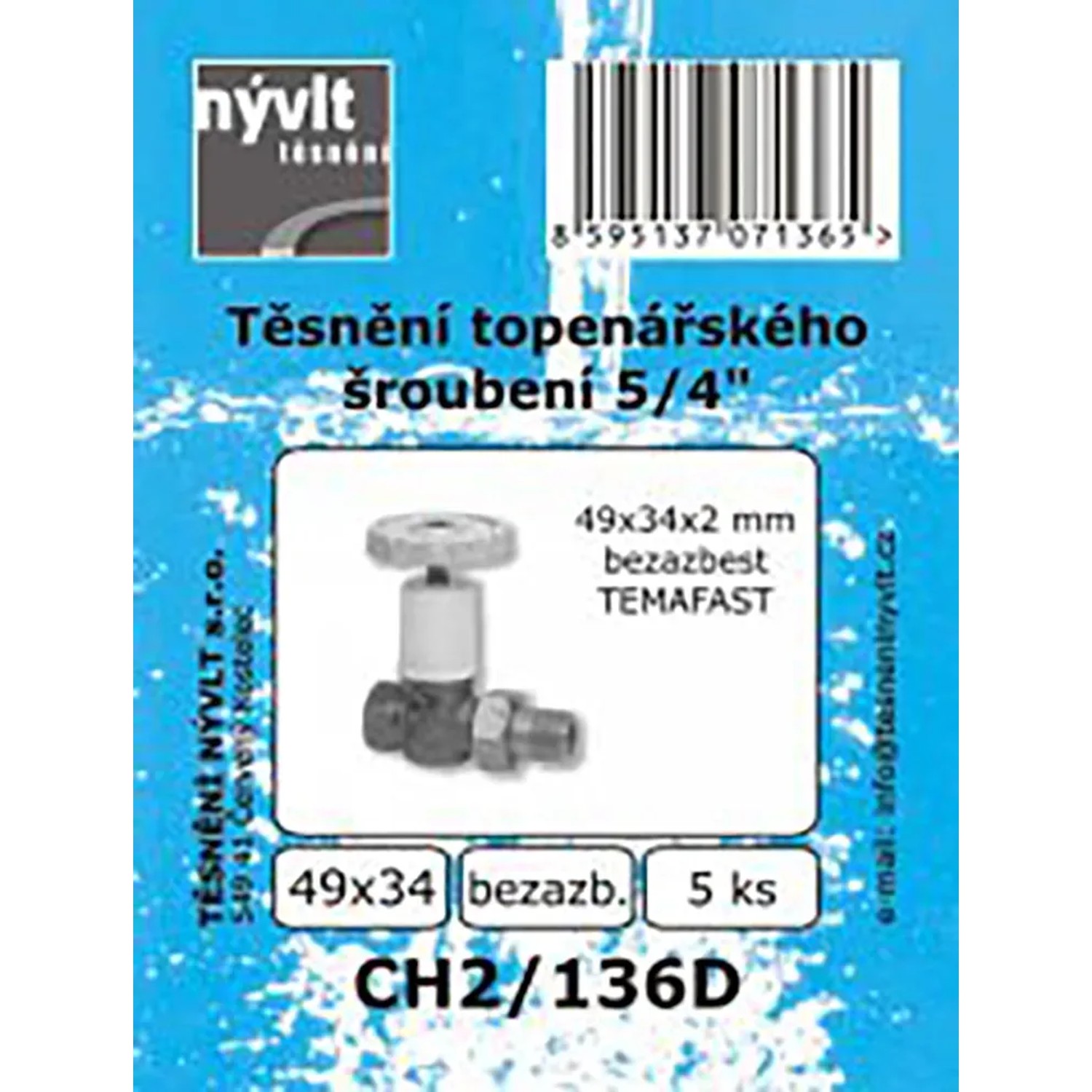 E-shop Súprava plochých tesnení 5/4 ventil bezazbest, 5 ks