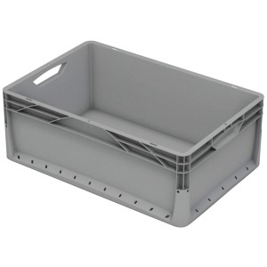 Sivý box Eurobox-System (40x60x22cm) s plnou stenou. Úložný box pre modulárne systémy.