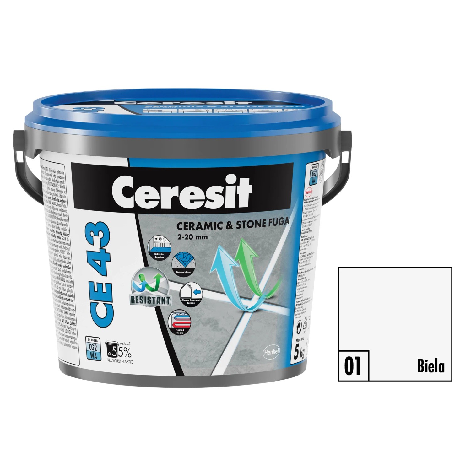 E-shop Ceresit Flexibilná škárovacia hmota CE 43 Grand Elit Biela, 5 kg