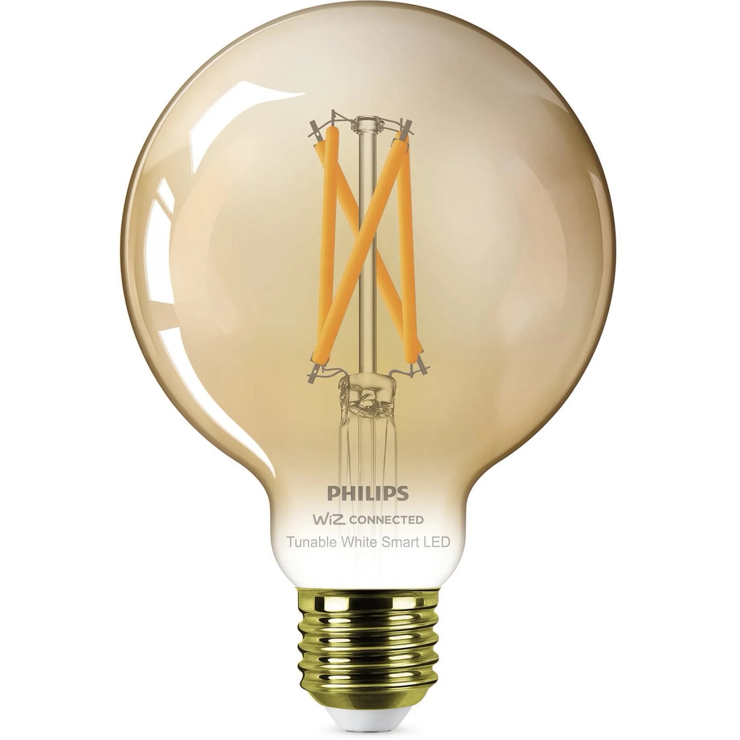 E-shop Philips Smart LED žiarovka Filament E27 G95, 7 W, 640 lm, 2000-5000 K, jantárová