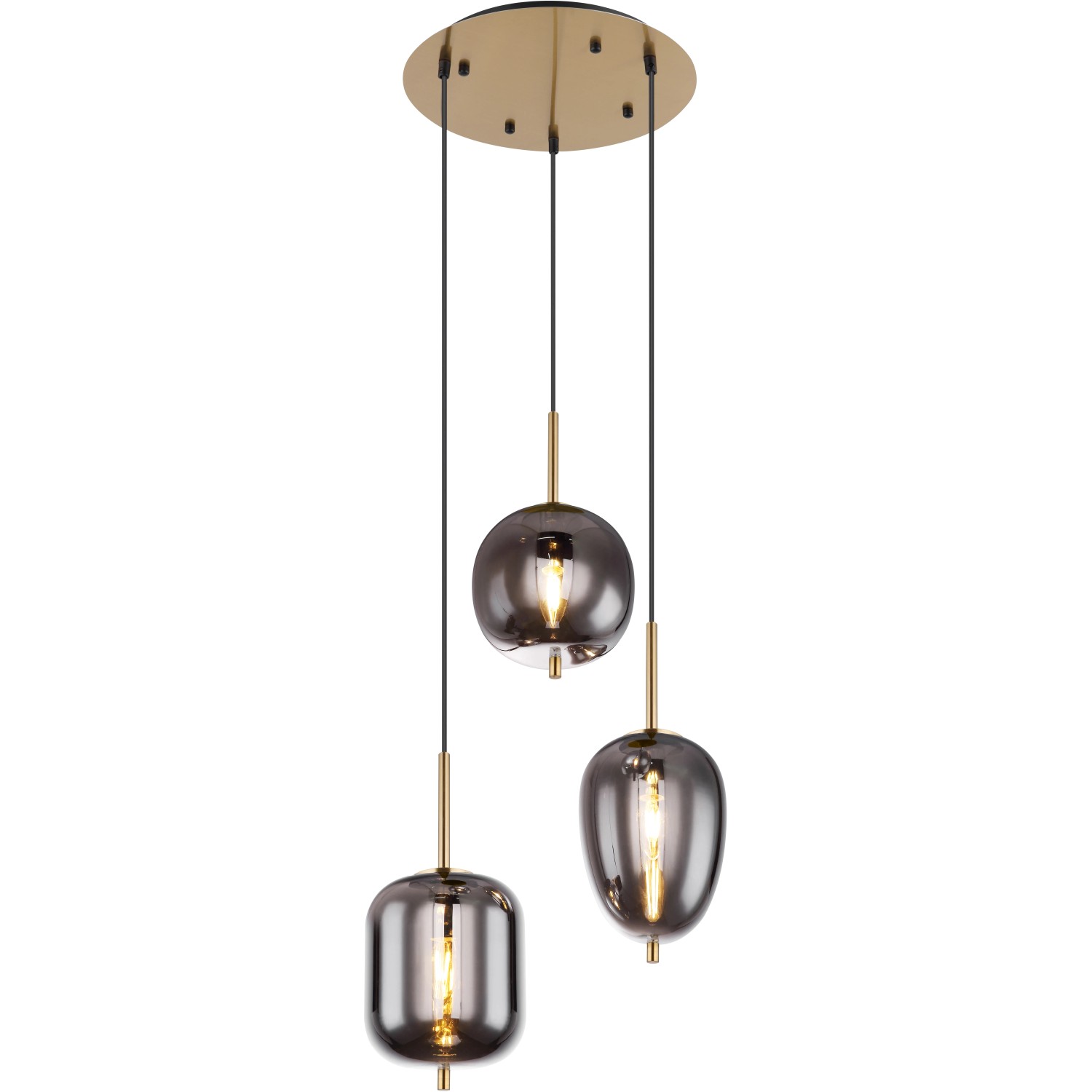 E-shop GLOBO Závesné svietidlo BLACKY I mosadzná/dymová E14 40 W pr. 460 x 1200 mm
