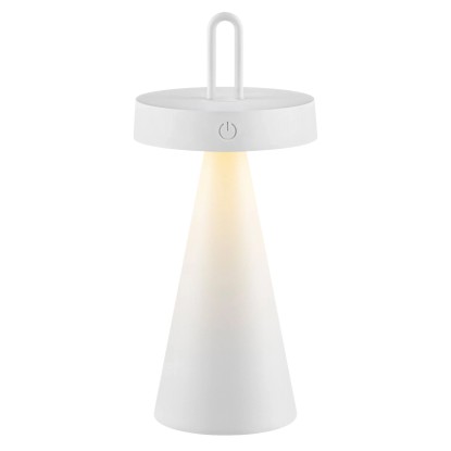 Just Light. Nabíjacia stolná LED lampa Alwa IP44 biela pr. 12,8 x 28,9 cm