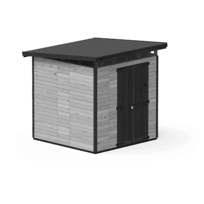 Upyard Drevený domček na náradie Strongbox XL vr. základov sivá 203 x 203 cm