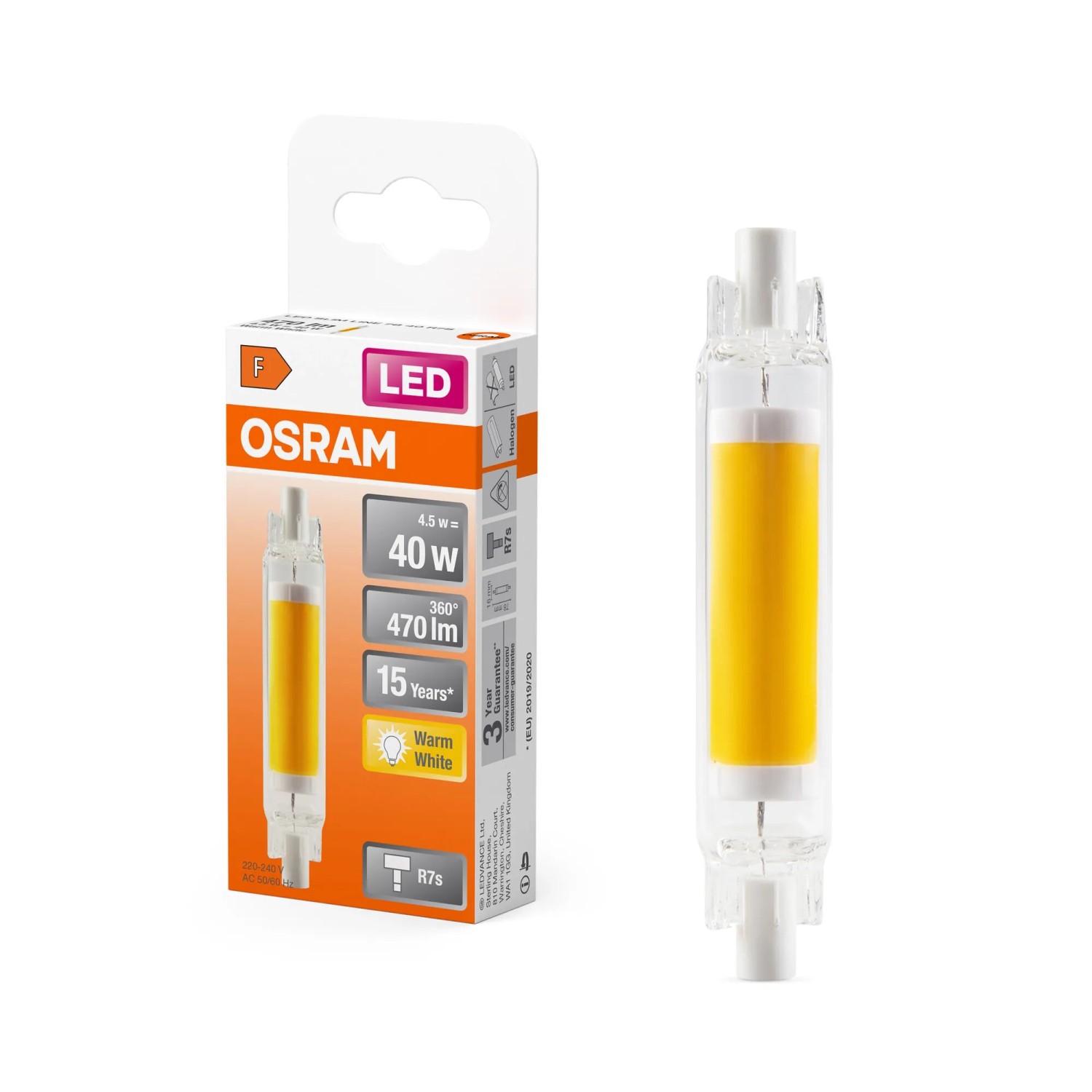 E-shop OSRAM Žiarovka LED Slim Line R7S Glas 4,5 W 470lm 2700K