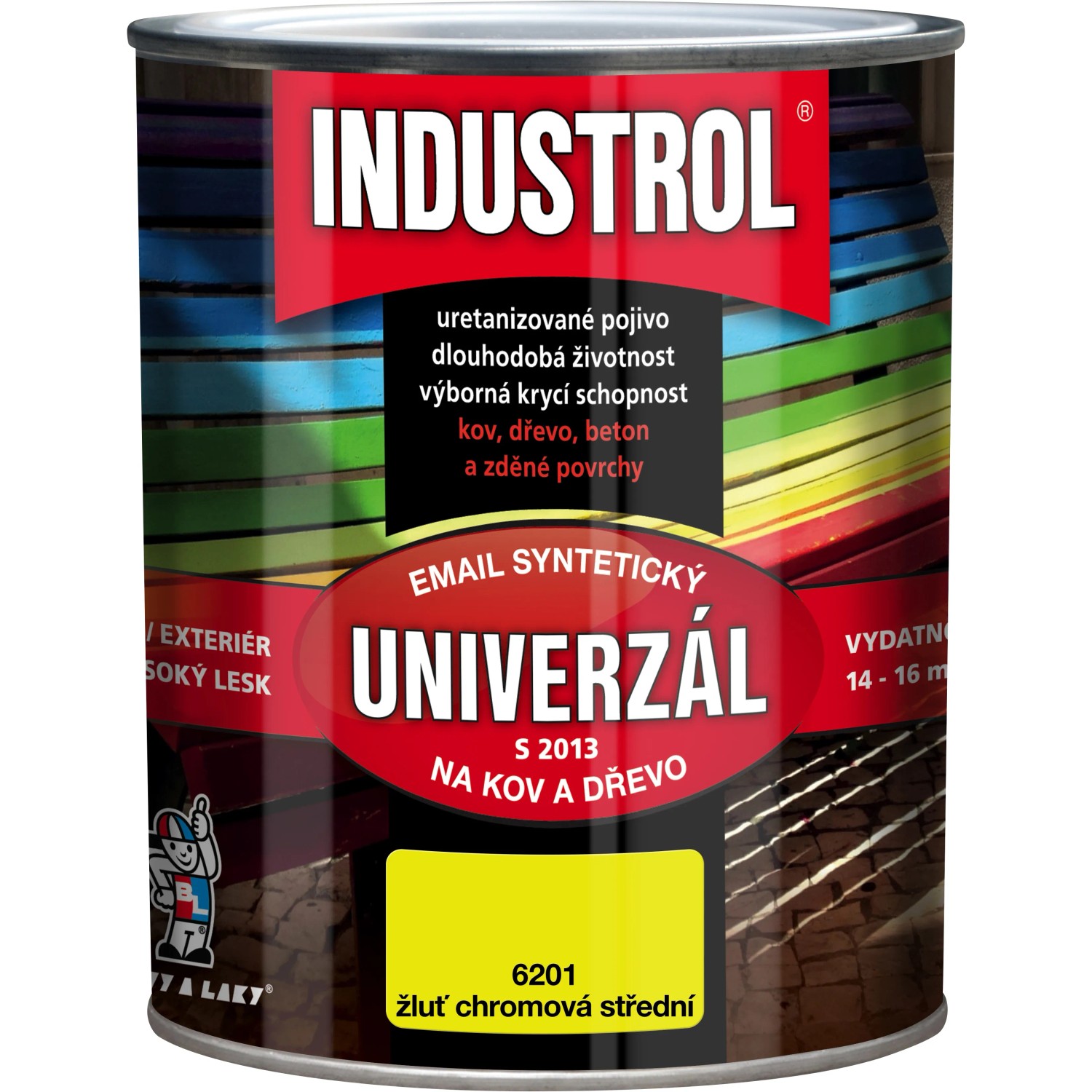 E-shop INDUSTROL Email na kov a drevo S2013 UNIVERZÁL 6201 žltá chrómová stredná 750 ml