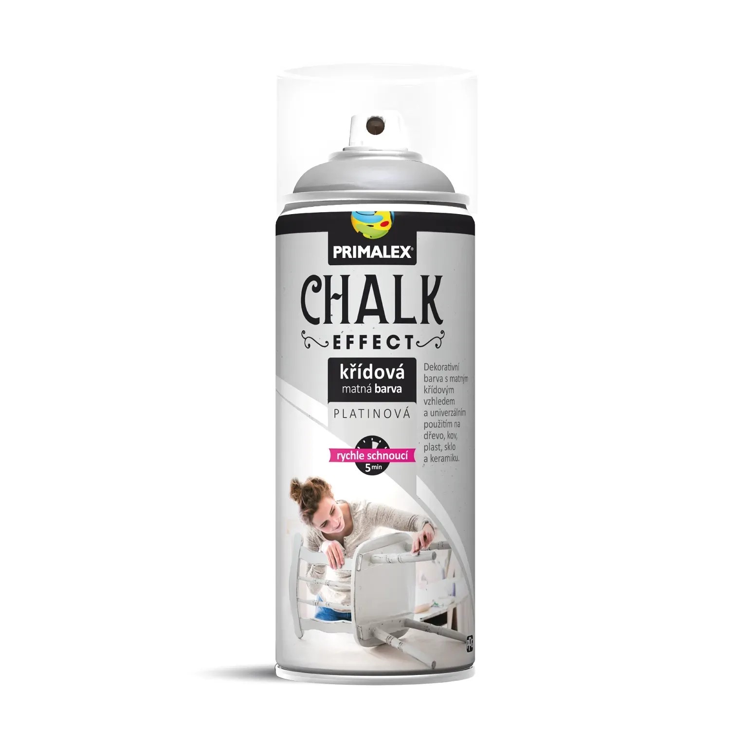 E-shop PRIMALEX Kriedová matná farba v spreji Chalk Effect platinová 400 ml