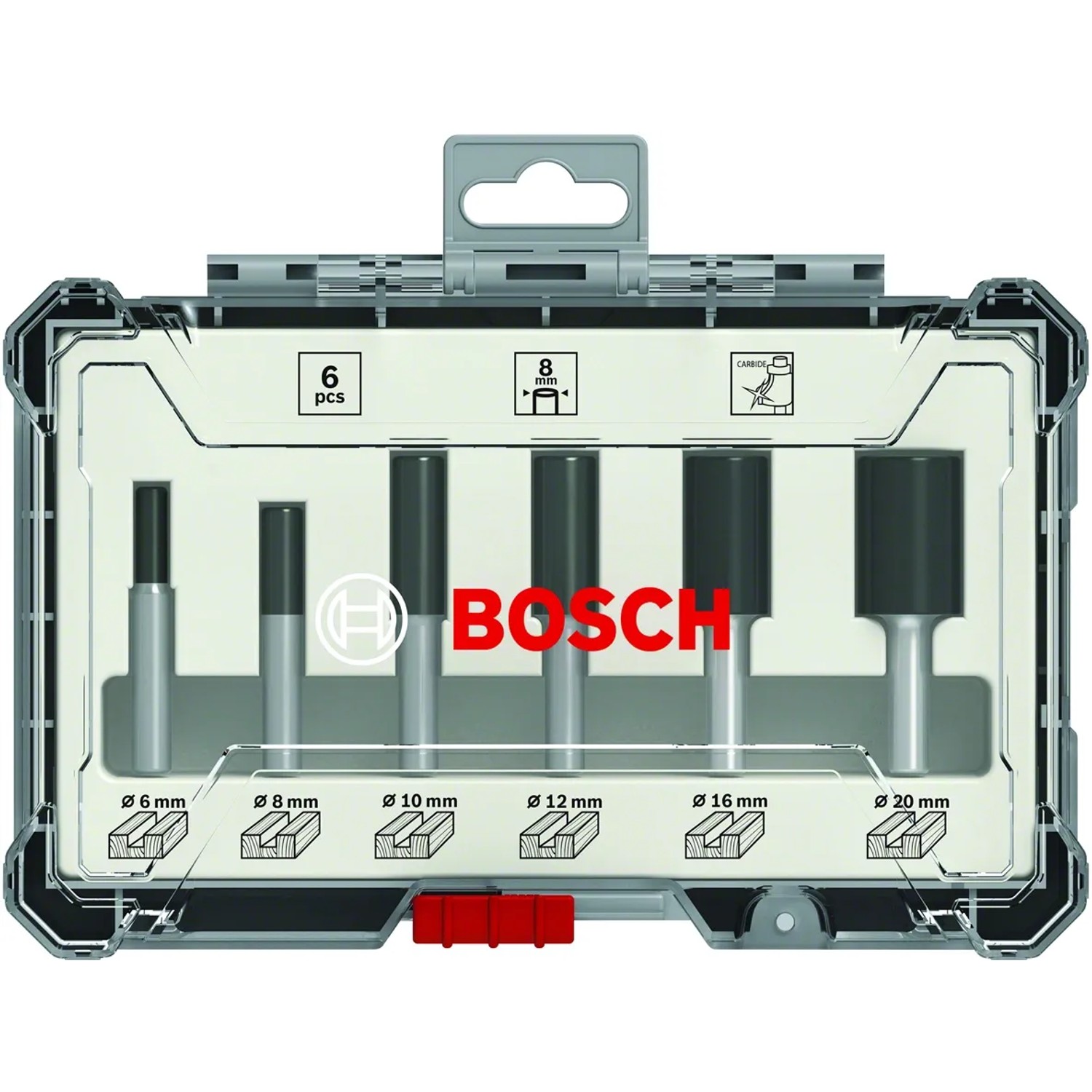 E-shop Bosch Súprava drážkových fréz s rovným 8 mm vretenom, 6 ks