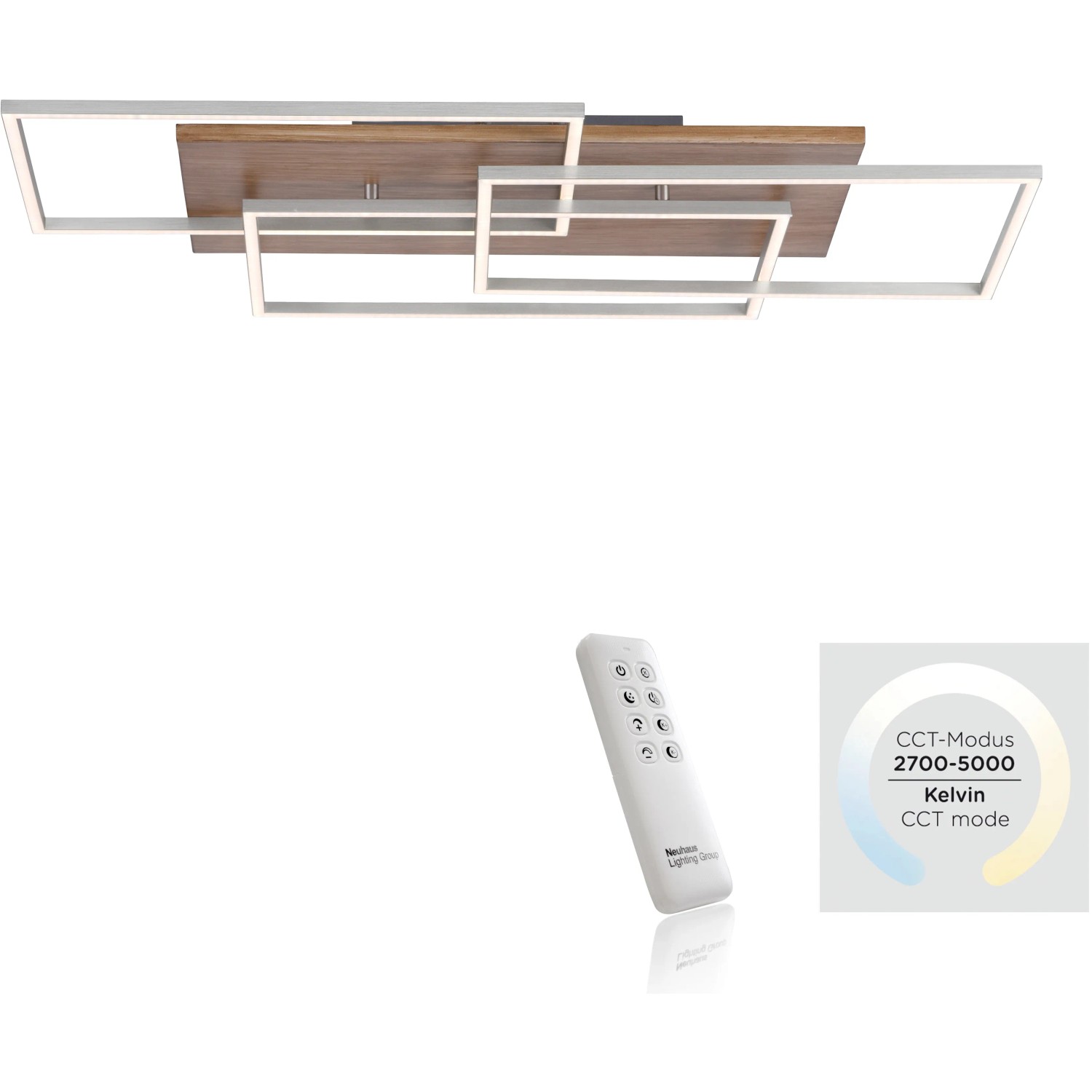 E-shop Paul Neuhaus Stropné LED svietidlo Palma, 36W, 4320lm, dekor dreva, 82 x 50 cm