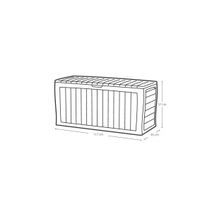 Nákres univerzálneho boxu s rozmermi 117x57x45 cm.