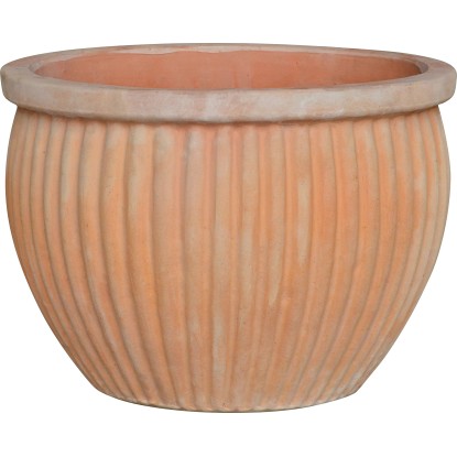 Kvetináč z prírodnej terakoty ryhovaný pr. 32 x 23,5 cm